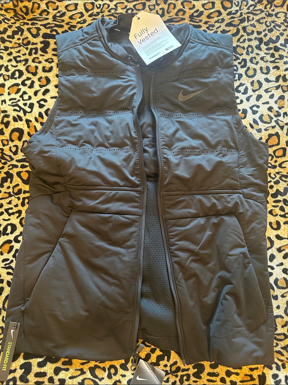 Nike Black Quilted Athletic Vest with Swoosh Logo
